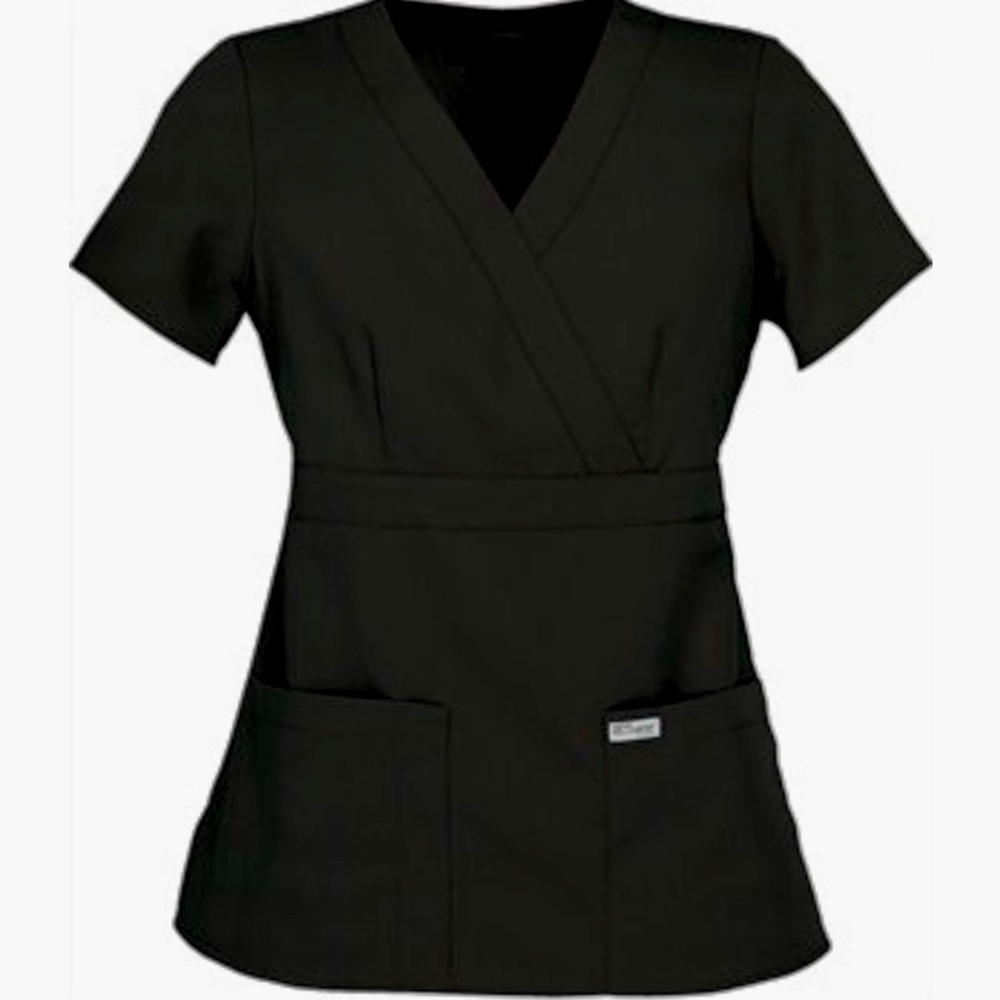 Grey’s Anatomy BLACK Mock Wrap Scrub Top
